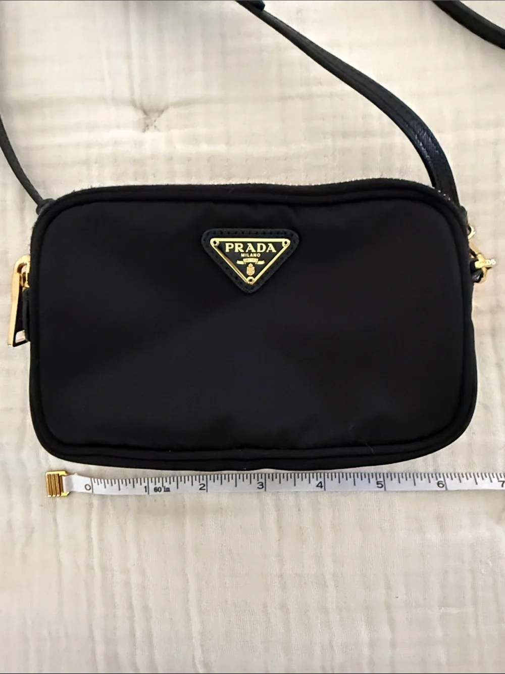 Prada Contenitore Tracolla Tesuto Black Nylon mini Camera Bag (1NF861)